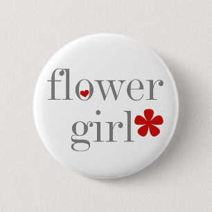 Grey Text Flower Girl 6 Cm Round Badge
