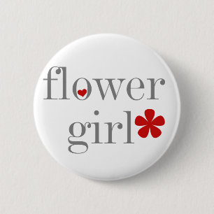 Grey Text Flower Girl 6 Cm Round Badge