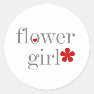 Grey Text Flower Girl Classic Round Sticker