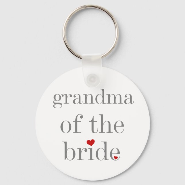 Grey Text Grandma of Bride Key Ring (Front)