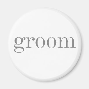 Grey Text Groom Magnet