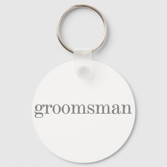 Grey Text Groomsman Key Ring (Front)