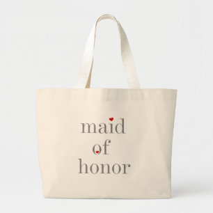 Grey Text Maid of Honour Large Tote Bag
