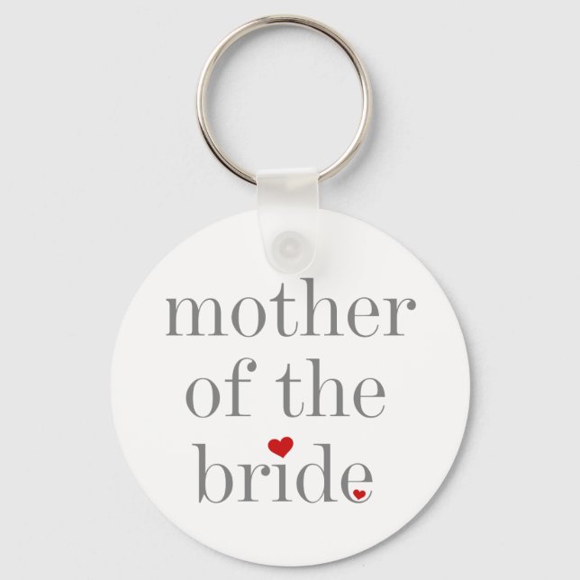 Grey Text Mother of Bride Key Ring (Front)