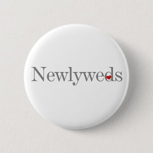 Grey Text Newlyweds 6 Cm Round Badge