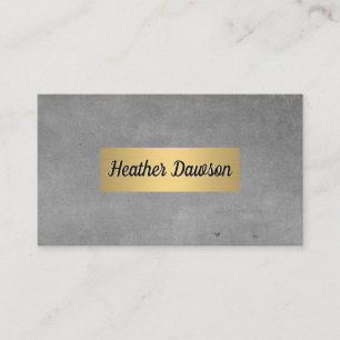 Grey Texture and Metallic Gold Frame Business Card