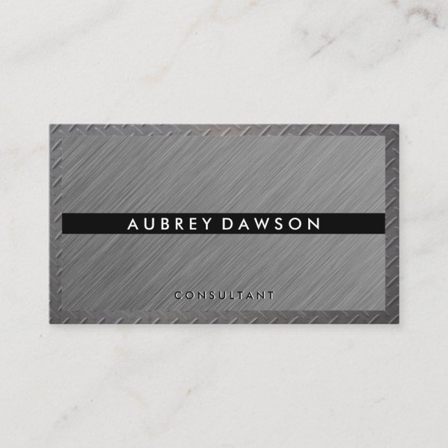 Grey Texture | Steel Border Business Card (Front)