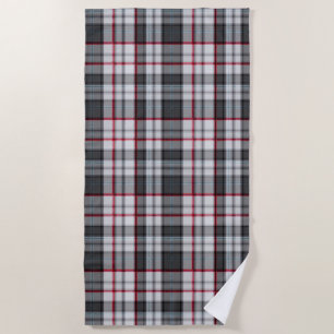 Grey textured tartan plaid beach towel