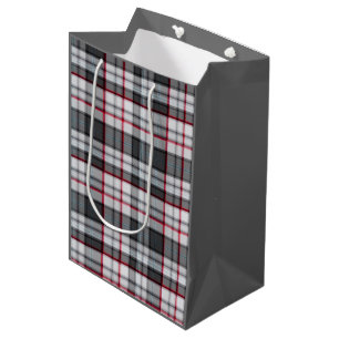 Grey textured tartan plaid medium gift bag