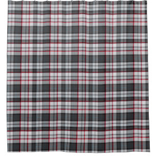 Grey textured tartan plaid shower curtain