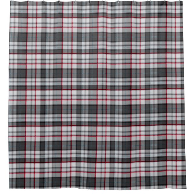 Grey textured tartan plaid  shower curtain (Front)