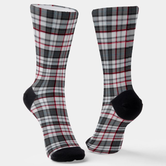 Grey textured tartan plaid  socks (Angled)