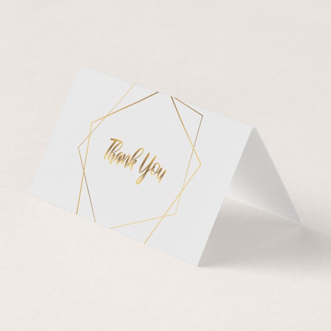Grey Thank You Cards with gold pentagons (Front)