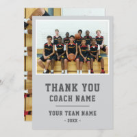 Grey Thank you Coach Card Team Name Photo