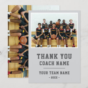 Grey Thank you Coach Card Team Name Photo