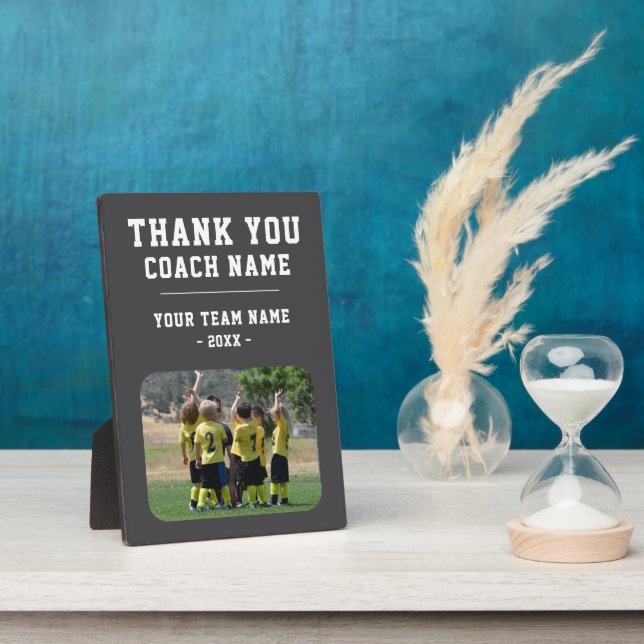 Grey Thank you Coach Team Name Photo Plaque (Side)