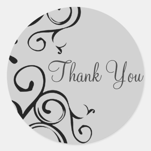Grey Thank You Favour Sticker (Front)