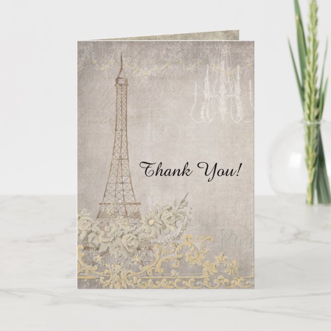 Grey Thank You Notes Paris City of Love Wedding (Front)