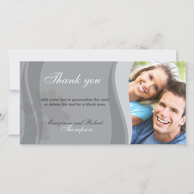 Grey Thank You Photocard Card (Front)
