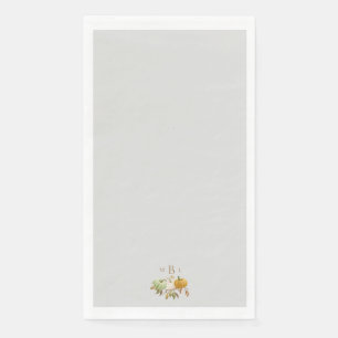 Grey Thanksgiving Pumpkin Monogram Napkin
