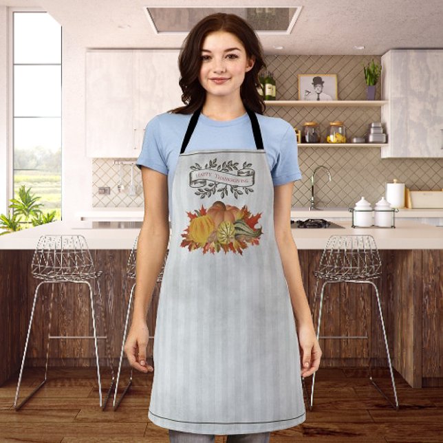 Grey Thanksgiving Pumpkins and Squash Apron (Gray Thanksgiving Pumpkins and Squash Apron)