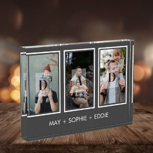Grey Three (3) Photos Father's Day Photo Block