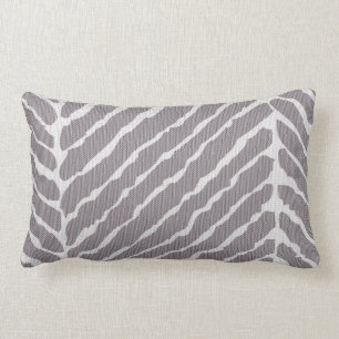 Grey Tiger Stripes Canvas Look Lumbar Cushion