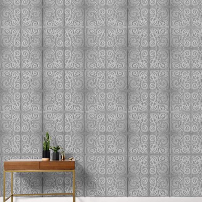  grey tile pattern Vinyl Wallpaper  (Hallway)