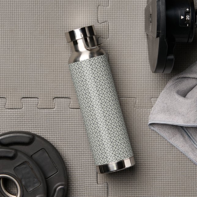 Grey Tiled Pattern Stylish Water Bottle (Gym)