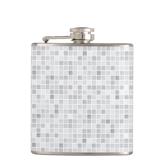 Grey Tiles Pattern Hip Flask (Front)
