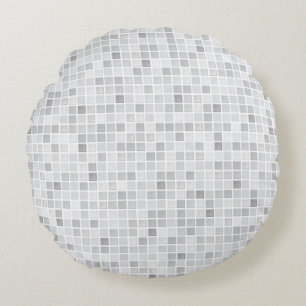 Grey Tiles Pattern Round Cushion