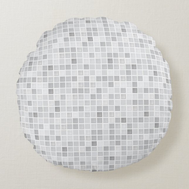 Grey Tiles Pattern Round Cushion (Front)