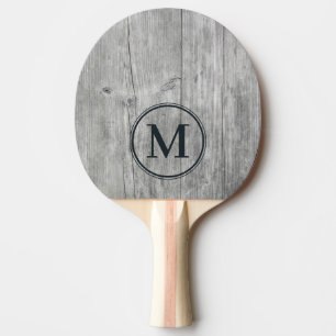 Grey Timber Monogram Ping Pong Paddle