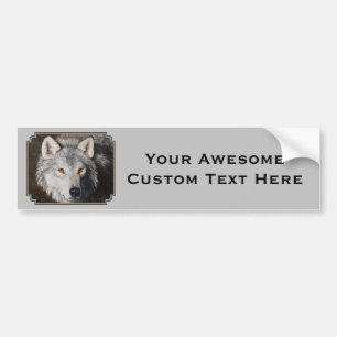 Grey Timber Wolf Face Portrait Bumper Sticker