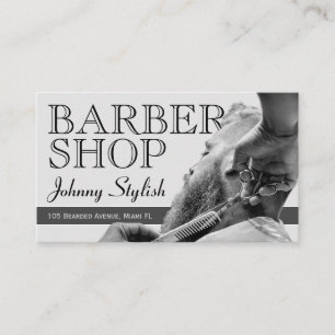 Grey tone barber business card