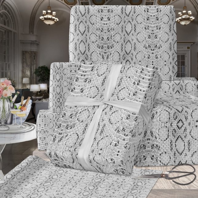 Grey Tone Black And White Snakeskin Wrapping Paper (Creator Uploaded)