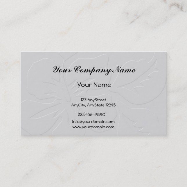 Grey Tone on Tone Hibiscus Business Card (Front)