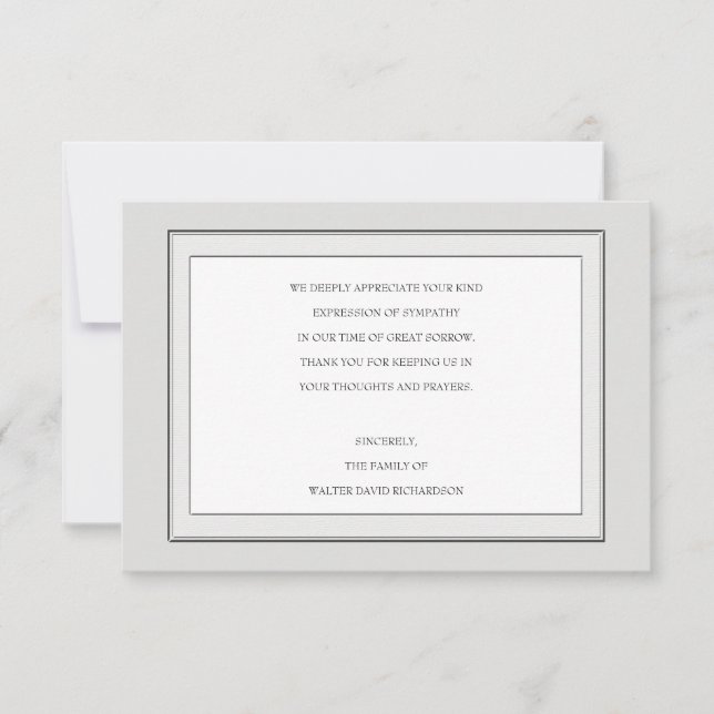 Grey Tone Sympathy Thank You Card (Front)