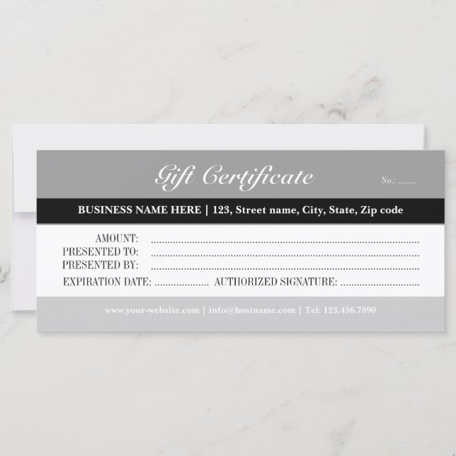 Grey Tones Gift Certificate (Front)