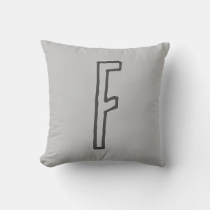 Grey Tones Initial Letter Monogrammed Plain Cushion