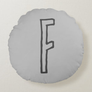 Grey Tones Initial Letter Monogrammed Plain Round Cushion