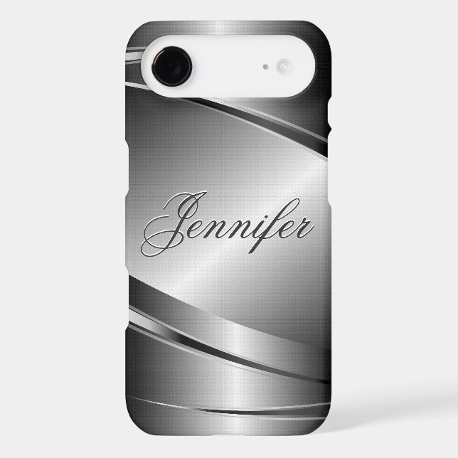 Grey Tones Stainless Steel Metalli Look- Monogram Case-Mate iPhone Case (Back)
