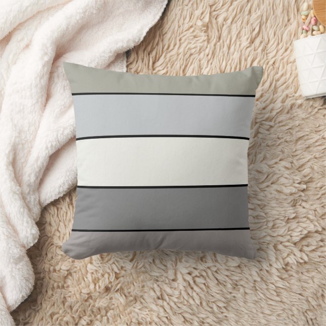 Grey Tones With Black Stripes On Watercolor Paper Cushion (Blanket)