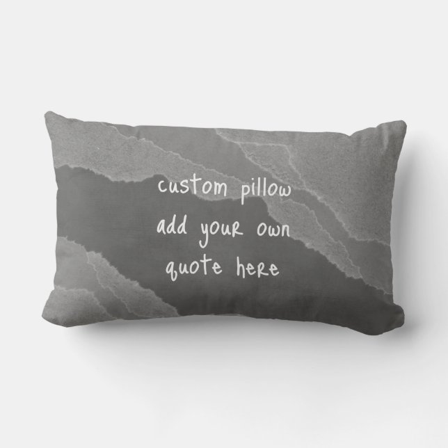 grey torn paper design add your own text  lumbar cushion (Back)