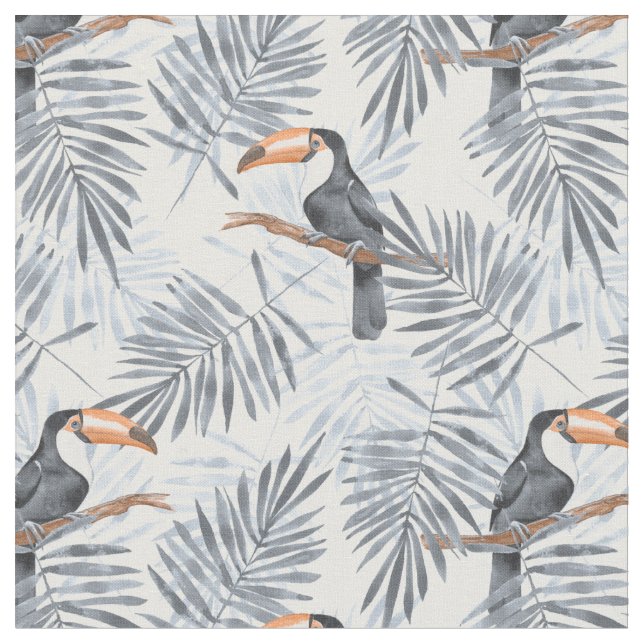 Grey Toucan Fabric (Close Up)