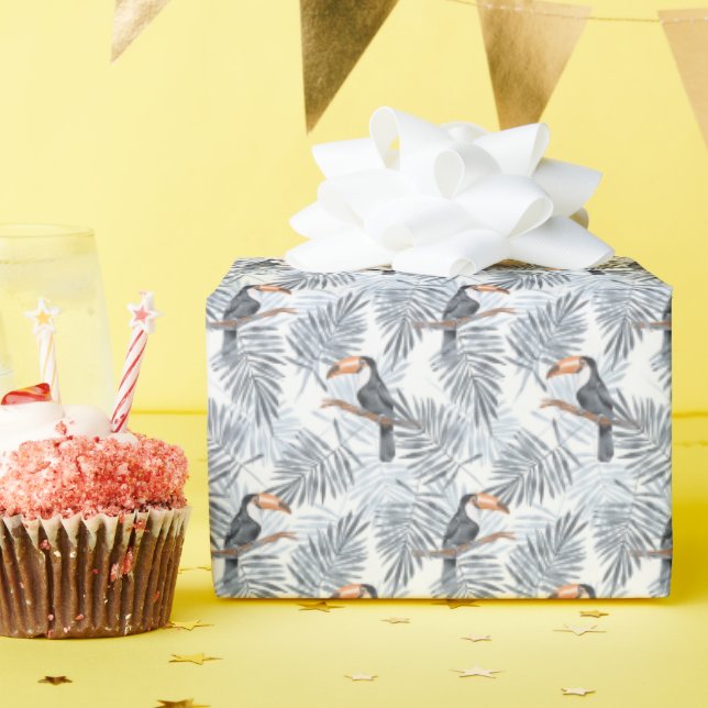 Grey Toucan Wrapping Paper (Birthday Party)