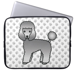 Grey Toy Poodle Cute Cartoon Dog Laptop Sleeve