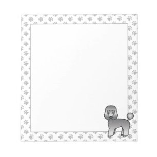 Grey Toy Poodle Cute Cartoon Dog Notepad