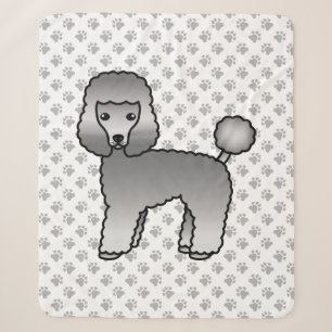 Grey Toy Poodle Cute Cartoon Dog Sherpa Blanket
