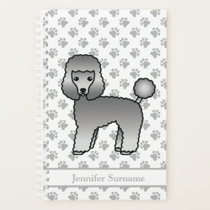 Grey Toy Poodle Cute Cartoon Dog & Text Planner